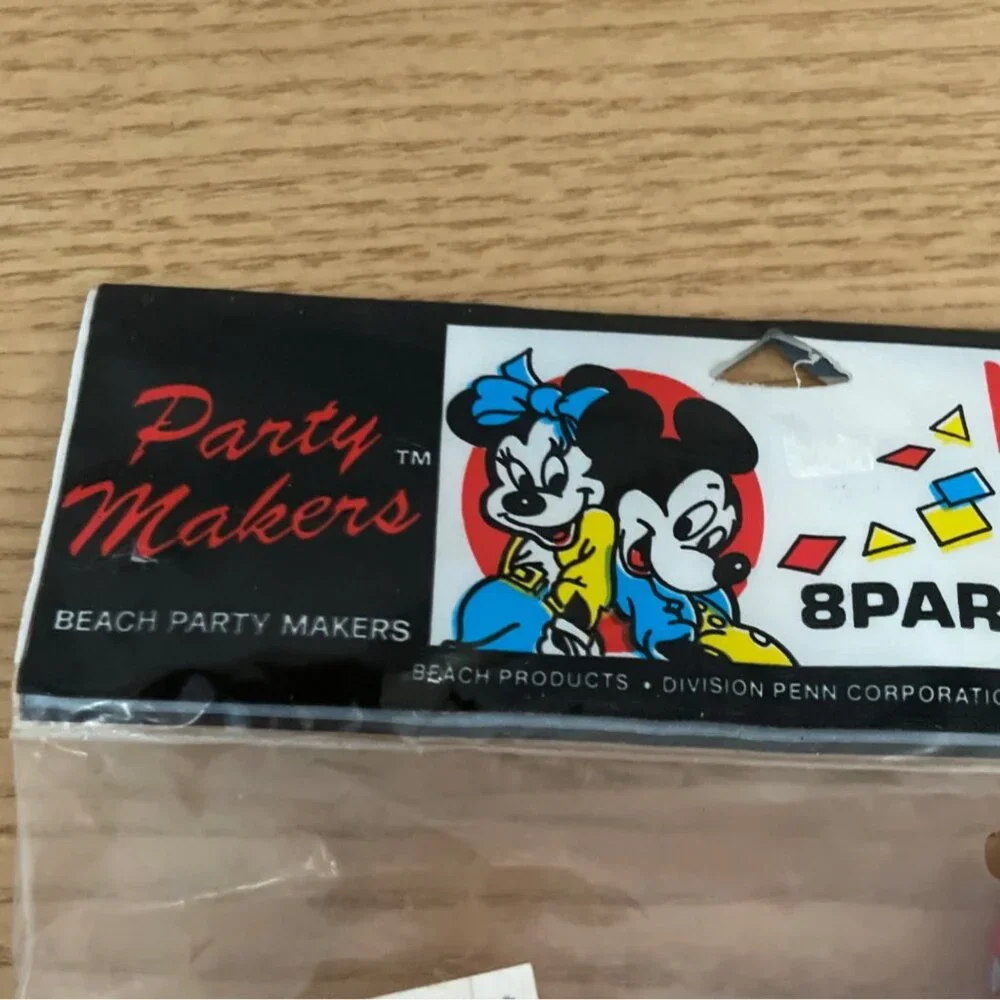 Vtg Beach Disney Mickey and Friends Birthday Party Blowouts Set of 8 New 1980s